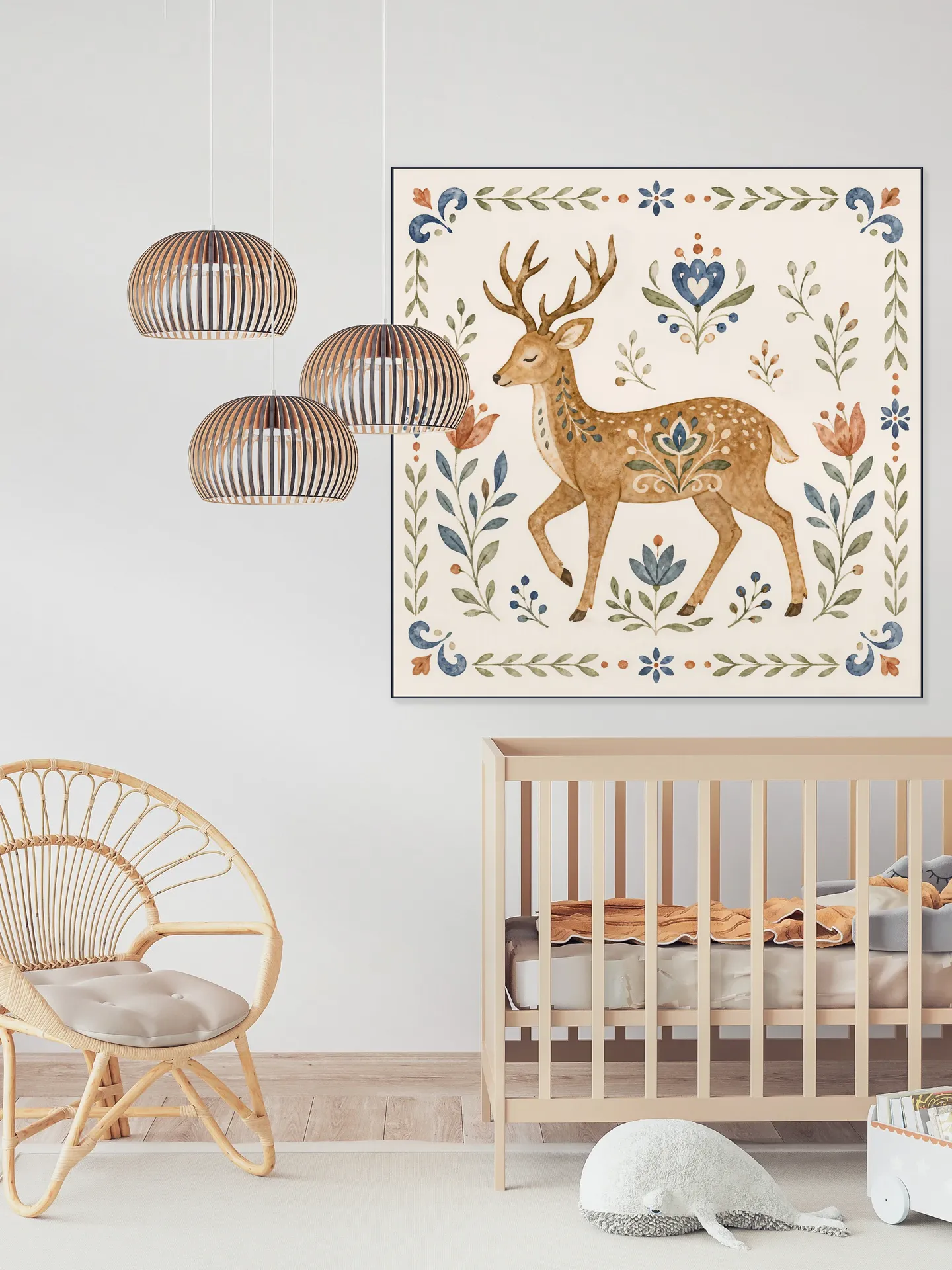 Folk Art - Deer in Watercolor