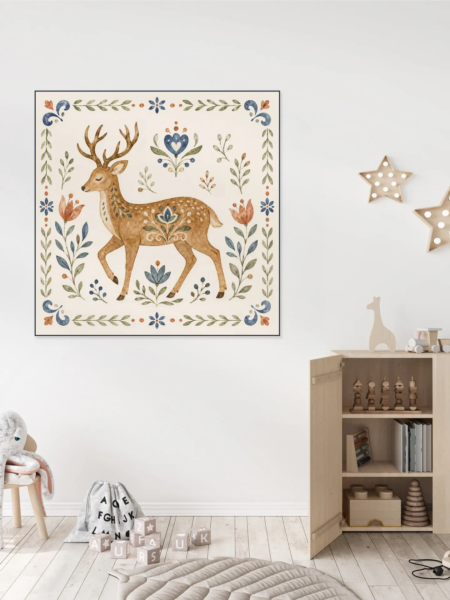 Folk Art - Deer in Watercolor