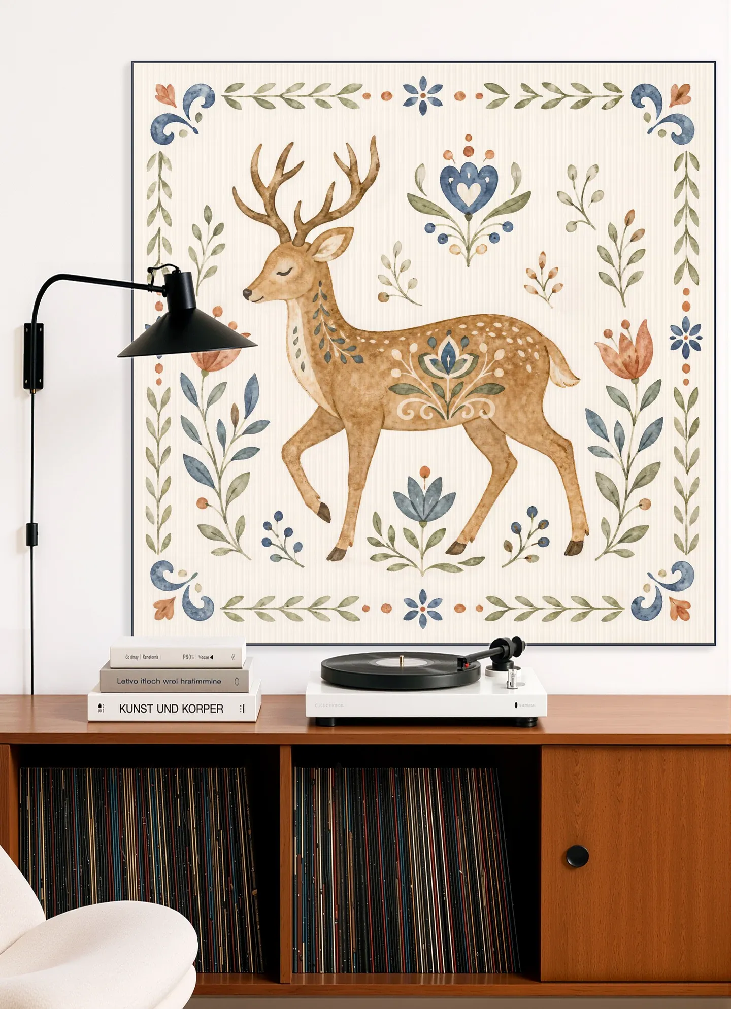 Folk Art - Deer in Watercolor