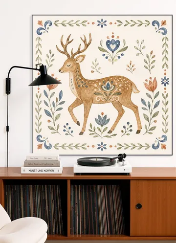 Folk Art - Deer in Watercolor