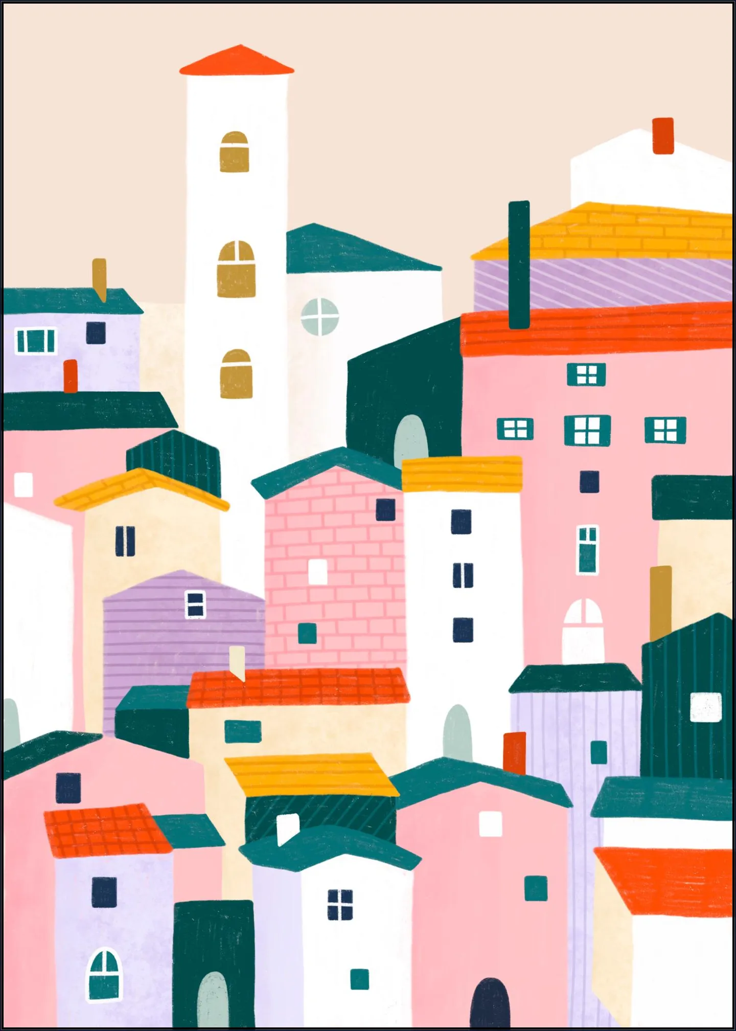 Colorful Village Scene