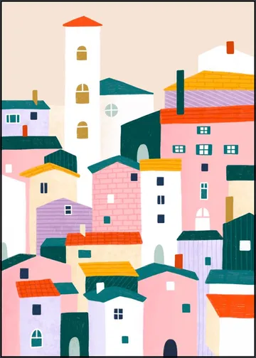 Colorful Village Scene