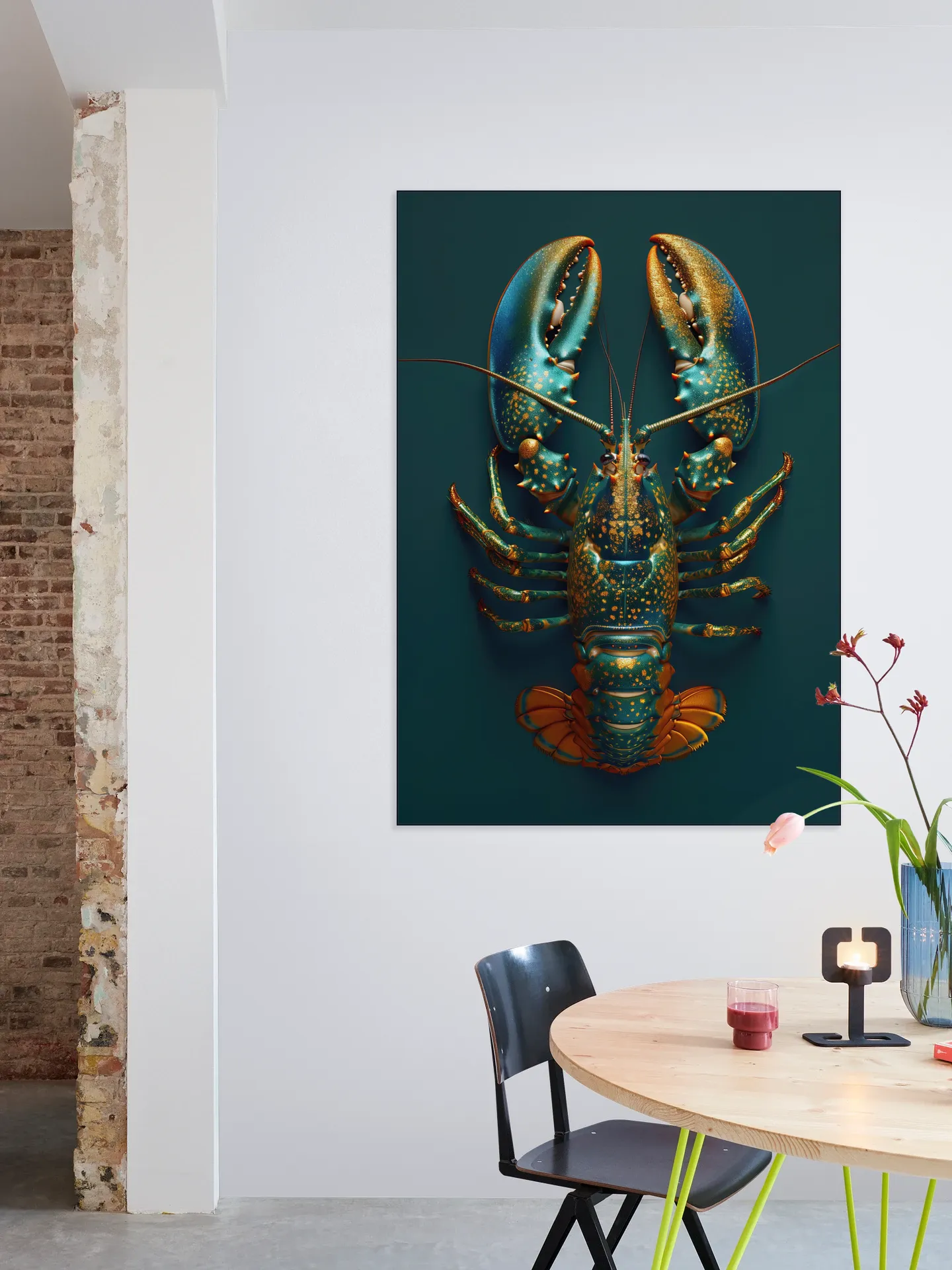 Green Petrol Lobster with Metallic Oil Effect