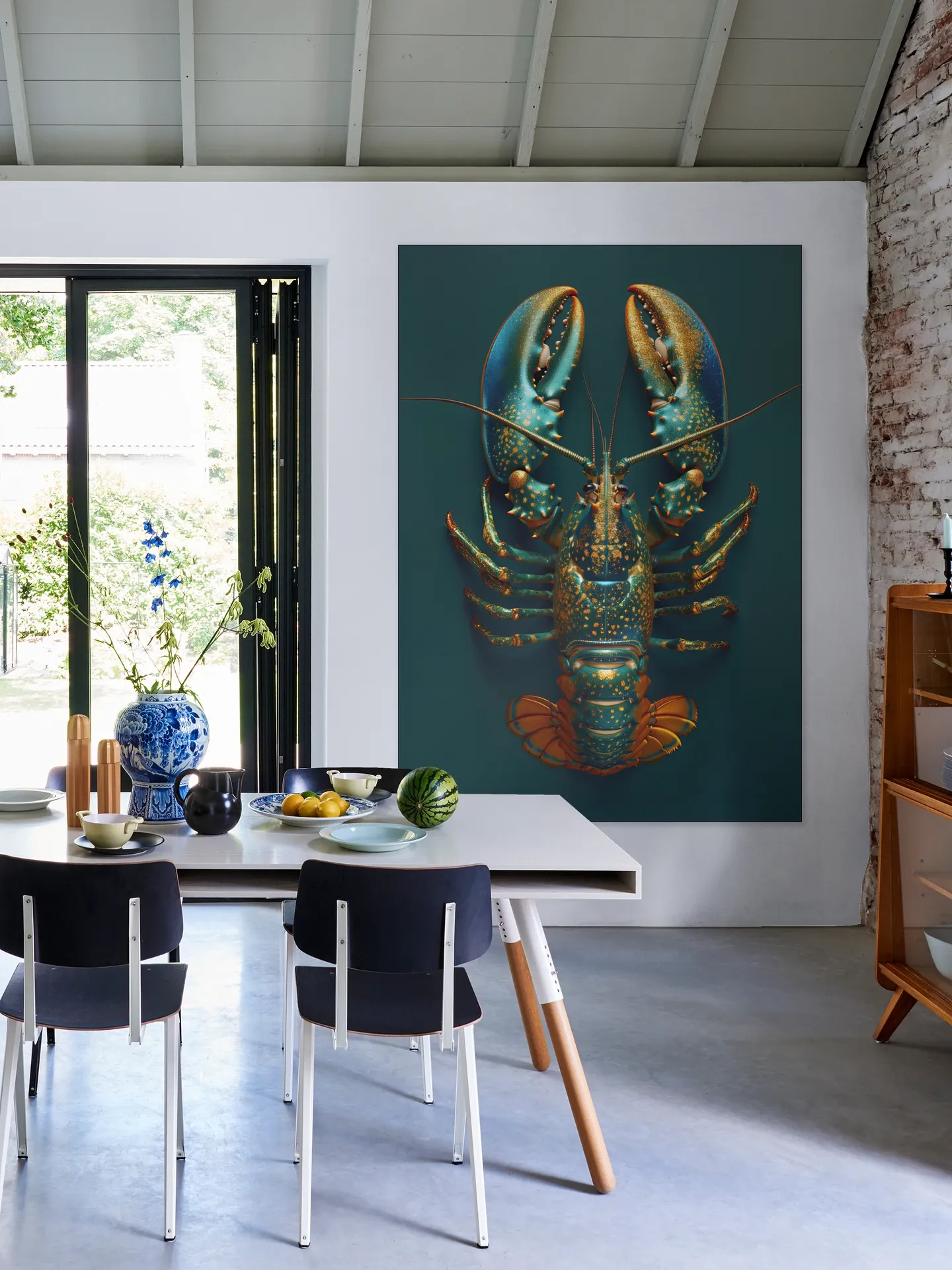 Green Petrol Lobster with Metallic Oil Effect