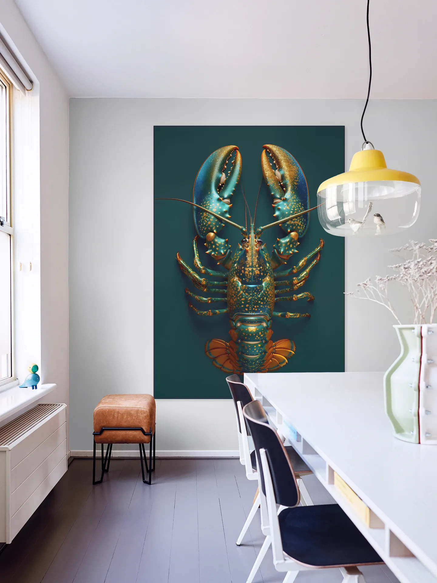 Green Petrol Lobster with Metallic Oil Effect