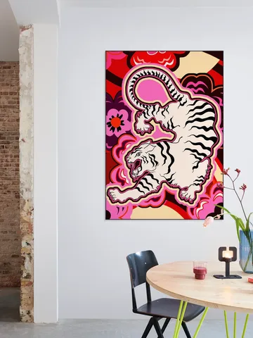 White Tiger Japanese Flowers Pink