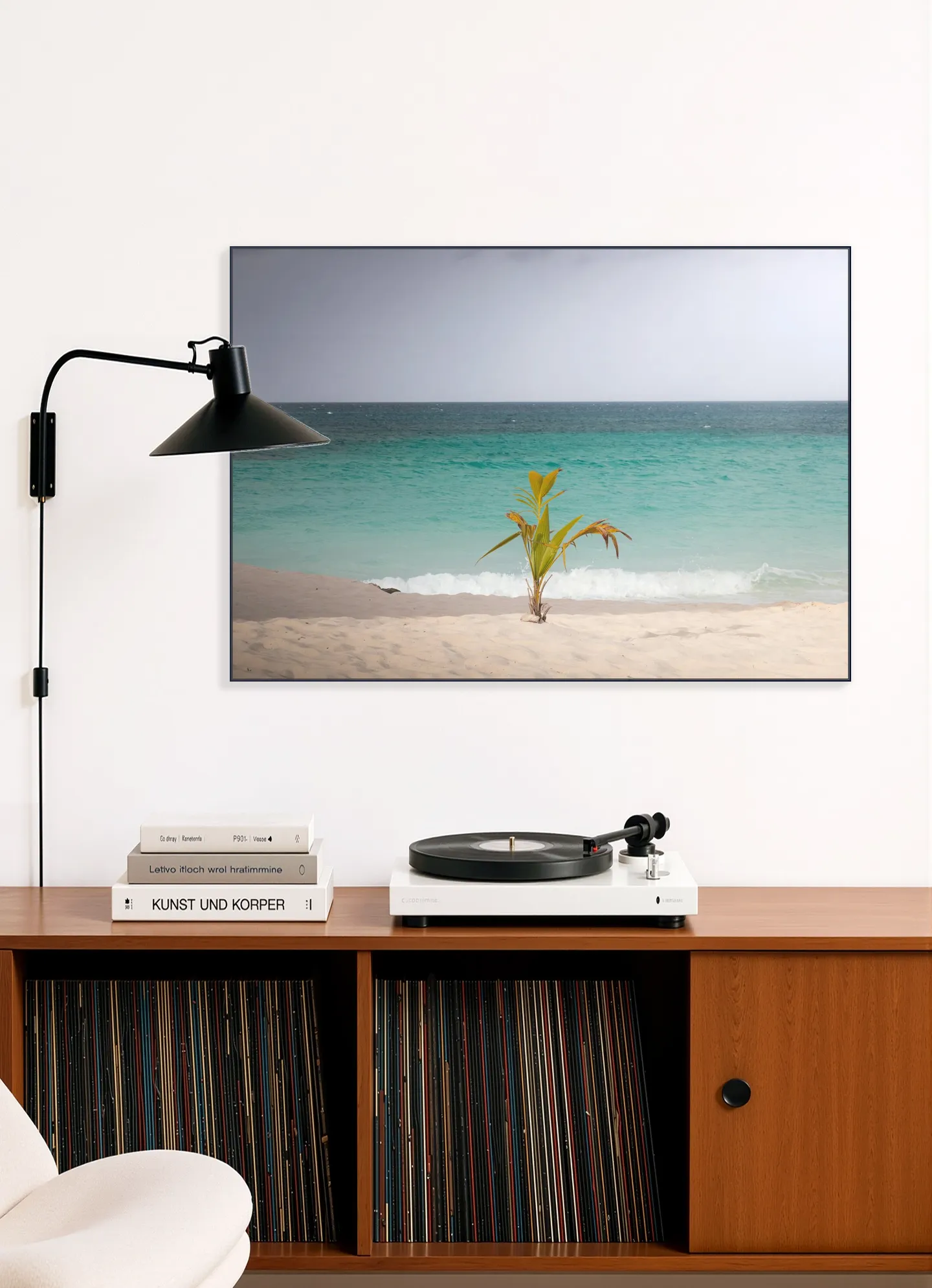 Lonely Palm On Quiet Tropical Beach