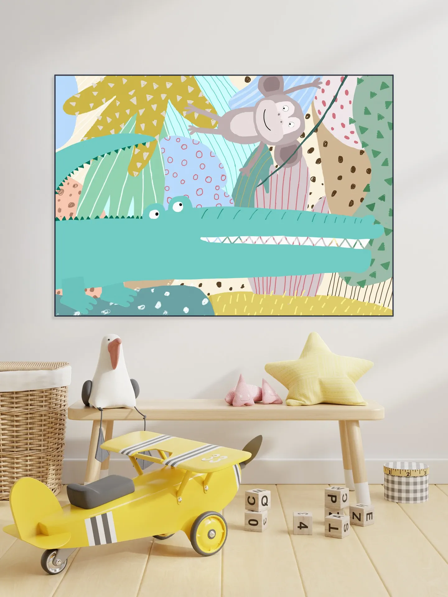 Funny Crocodile with Cheeky Monkey in Jungle