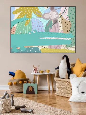 Funny Crocodile with Cheeky Monkey in Jungle
