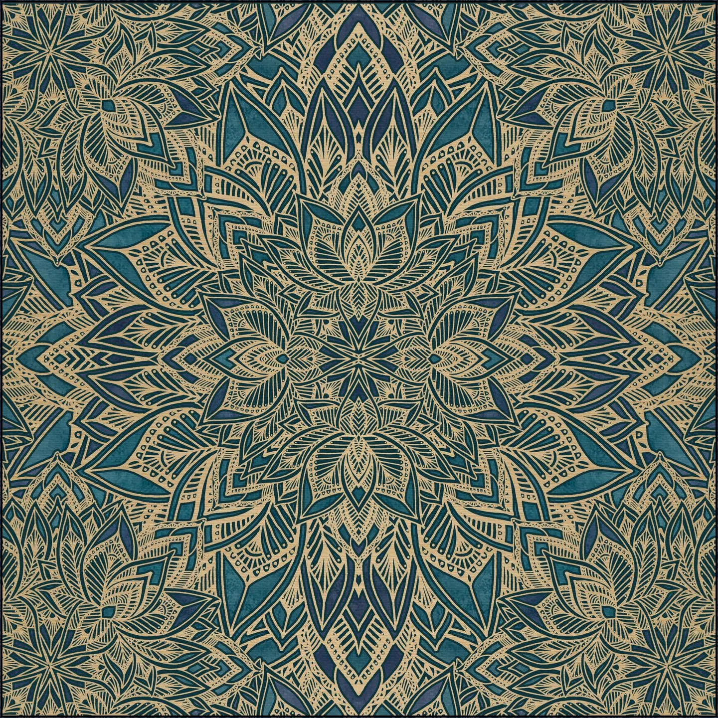 Art Deco Mandala Teal Gold