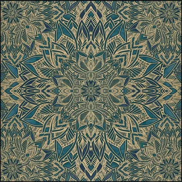 Art Deco Mandala Teal Gold