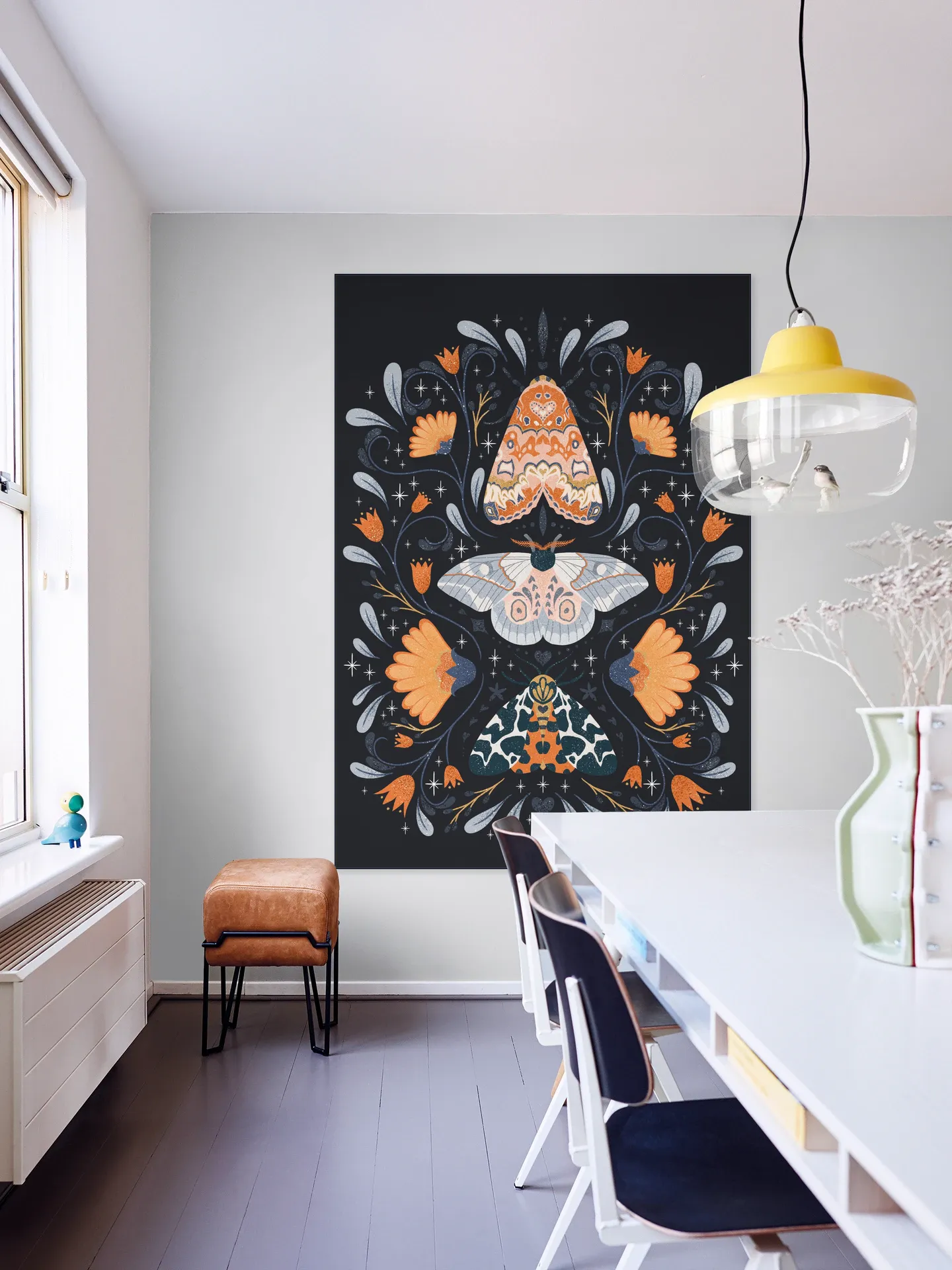 Floral Moths Black