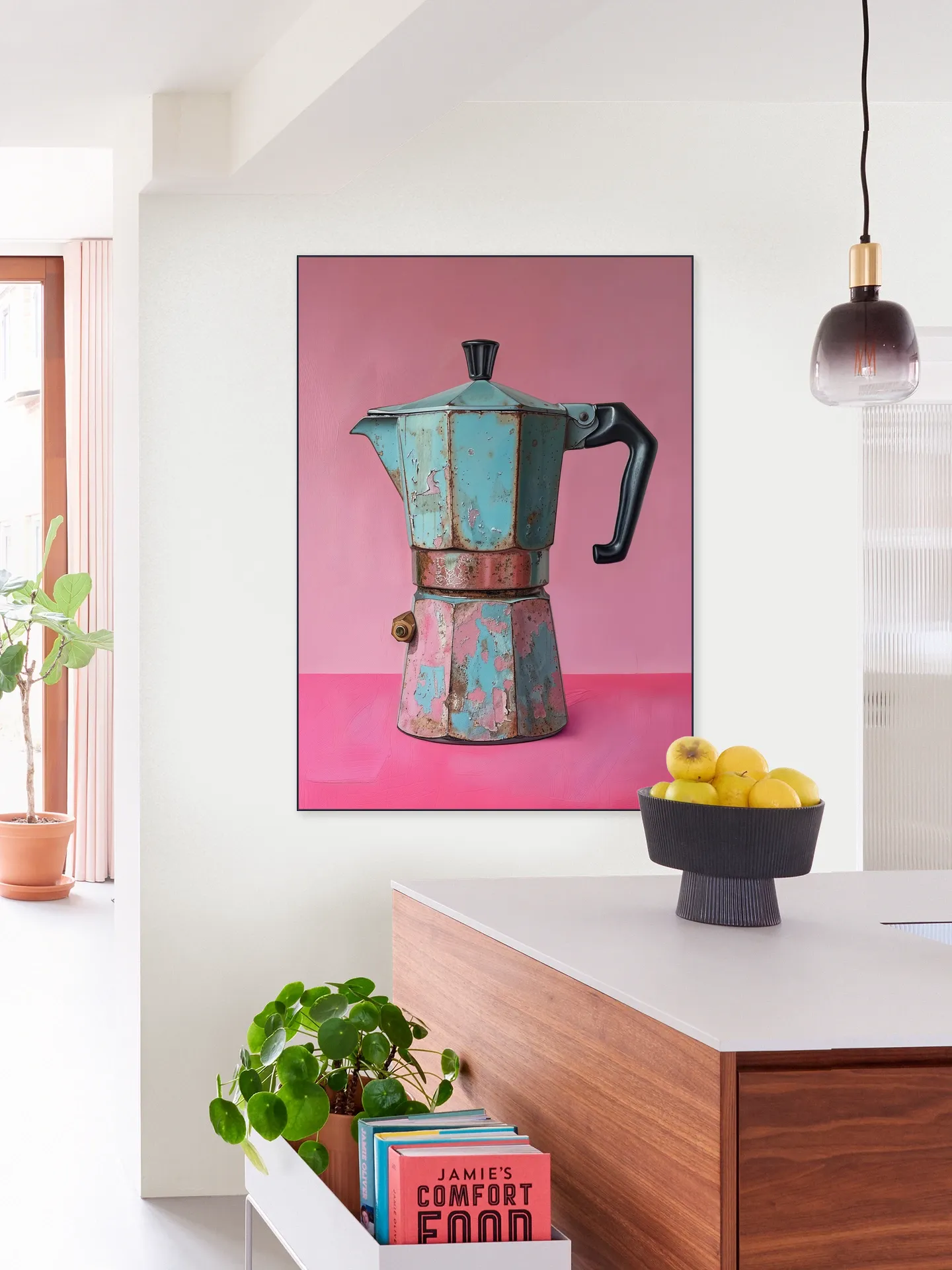 Vintage Coffee Percolator - Magenta and Turqoise