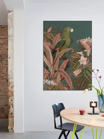 Green Parrot and Pink Jungle