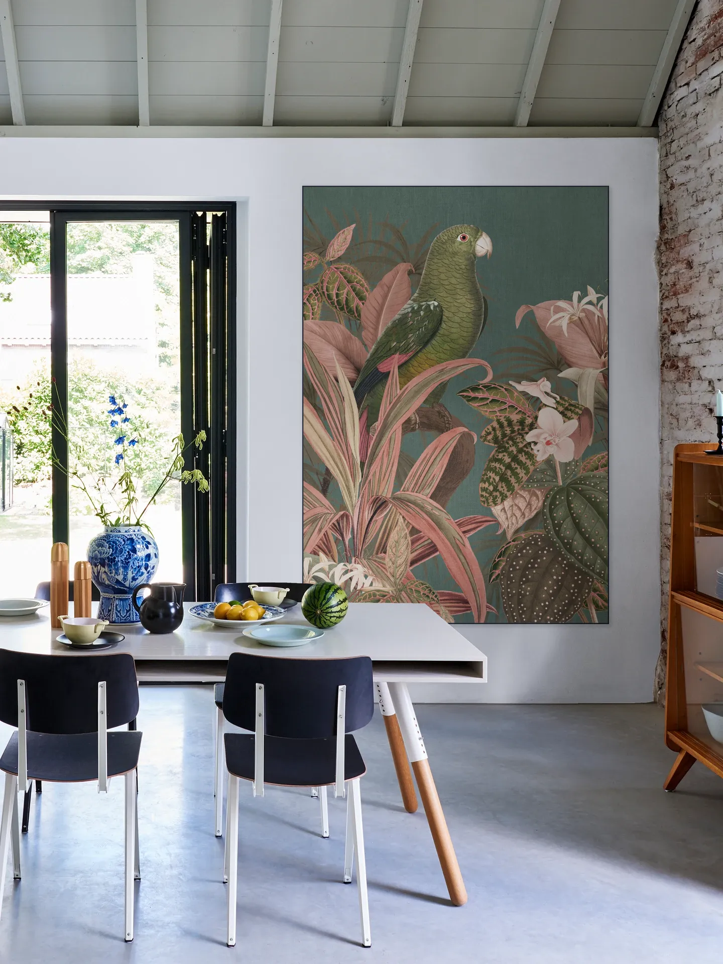 Green Parrot and Pink Jungle
