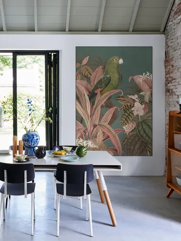 Green Parrot and Pink Jungle