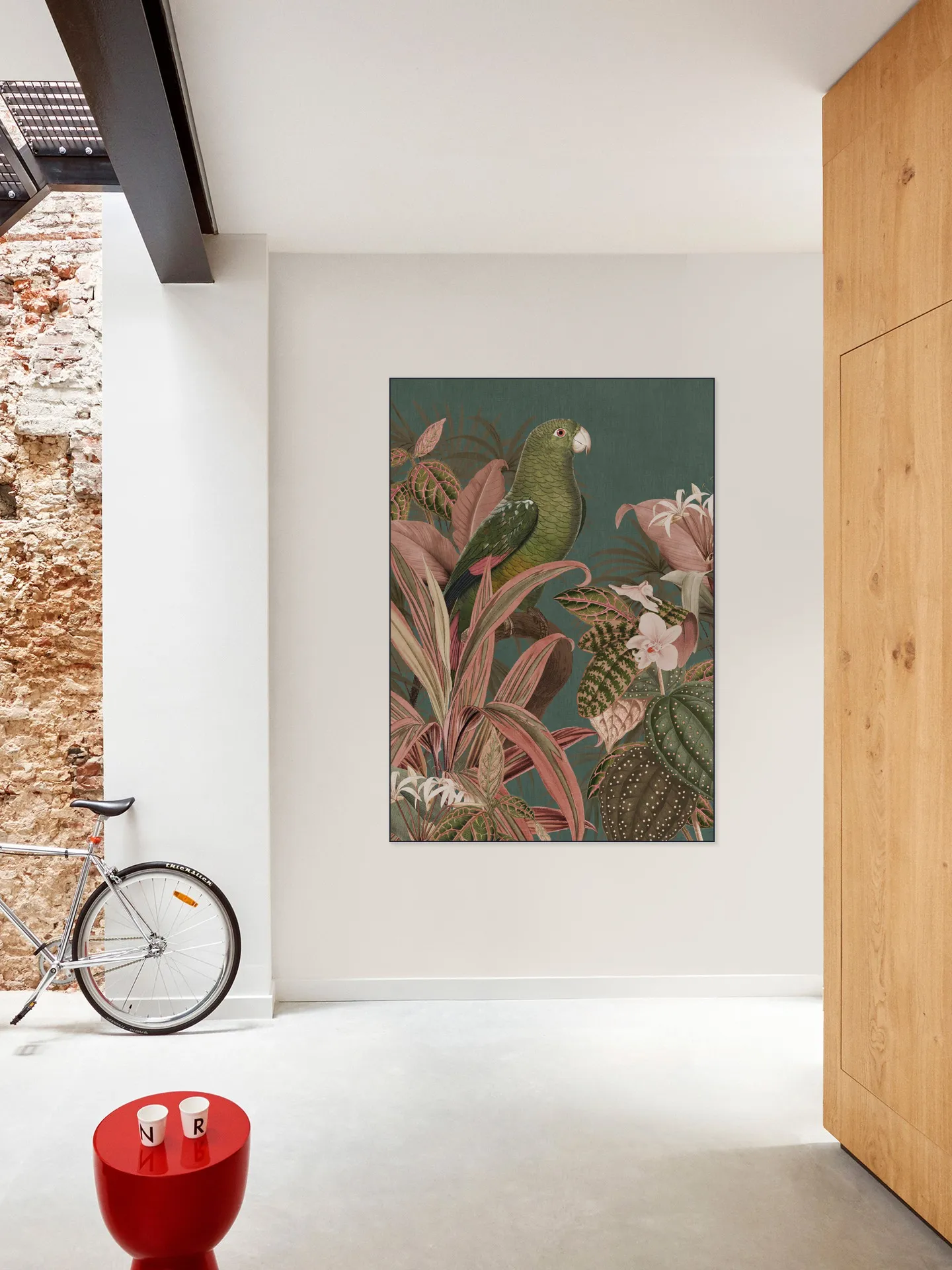 Green Parrot and Pink Jungle