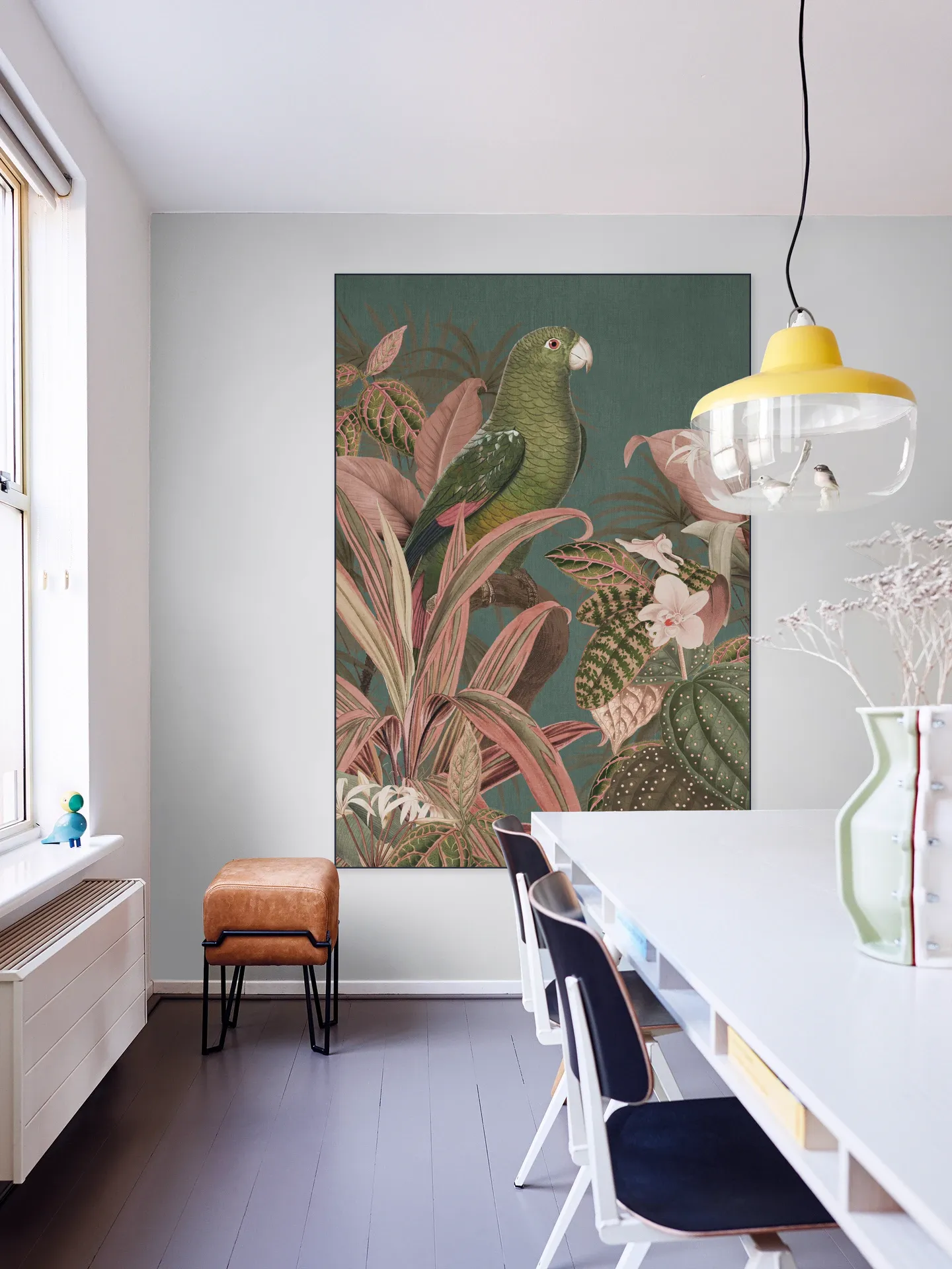 Green Parrot and Pink Jungle