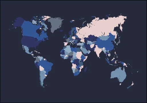 World Map Mosaic Navy