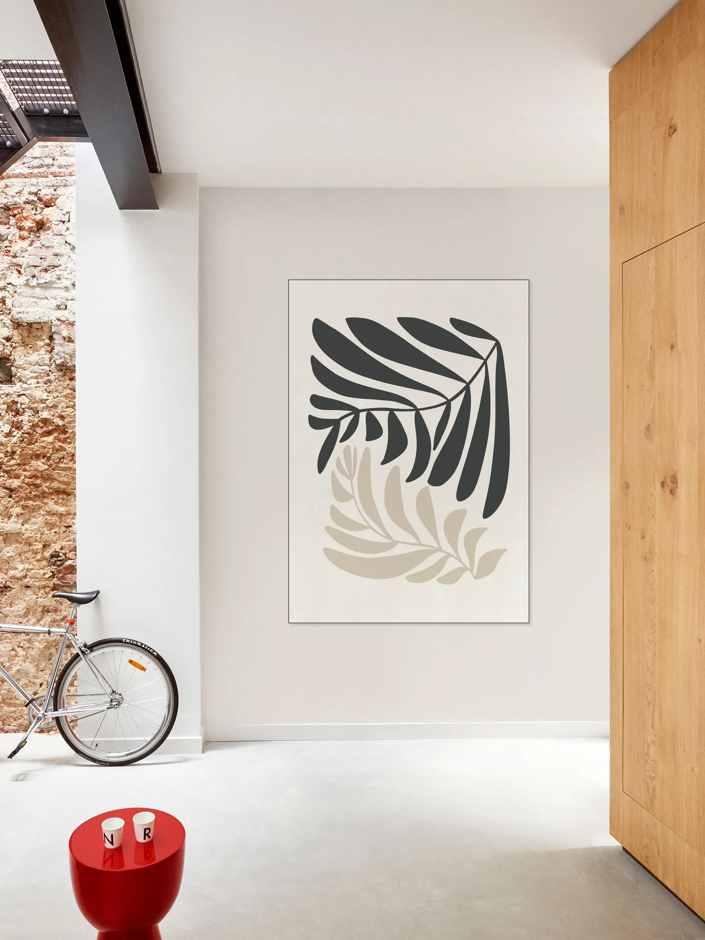Modern Fern in Beige and Black