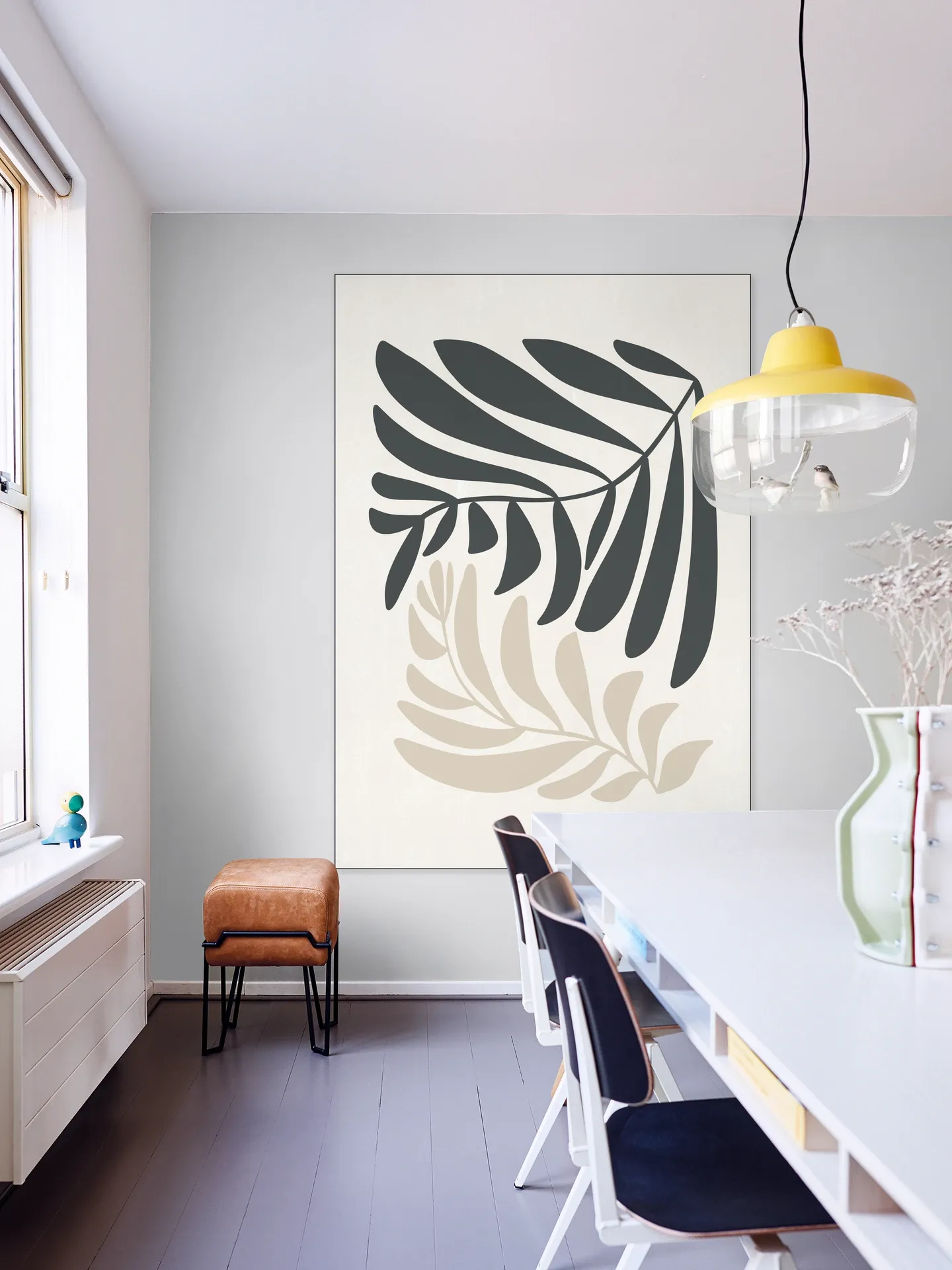 Modern Fern in Beige and Black