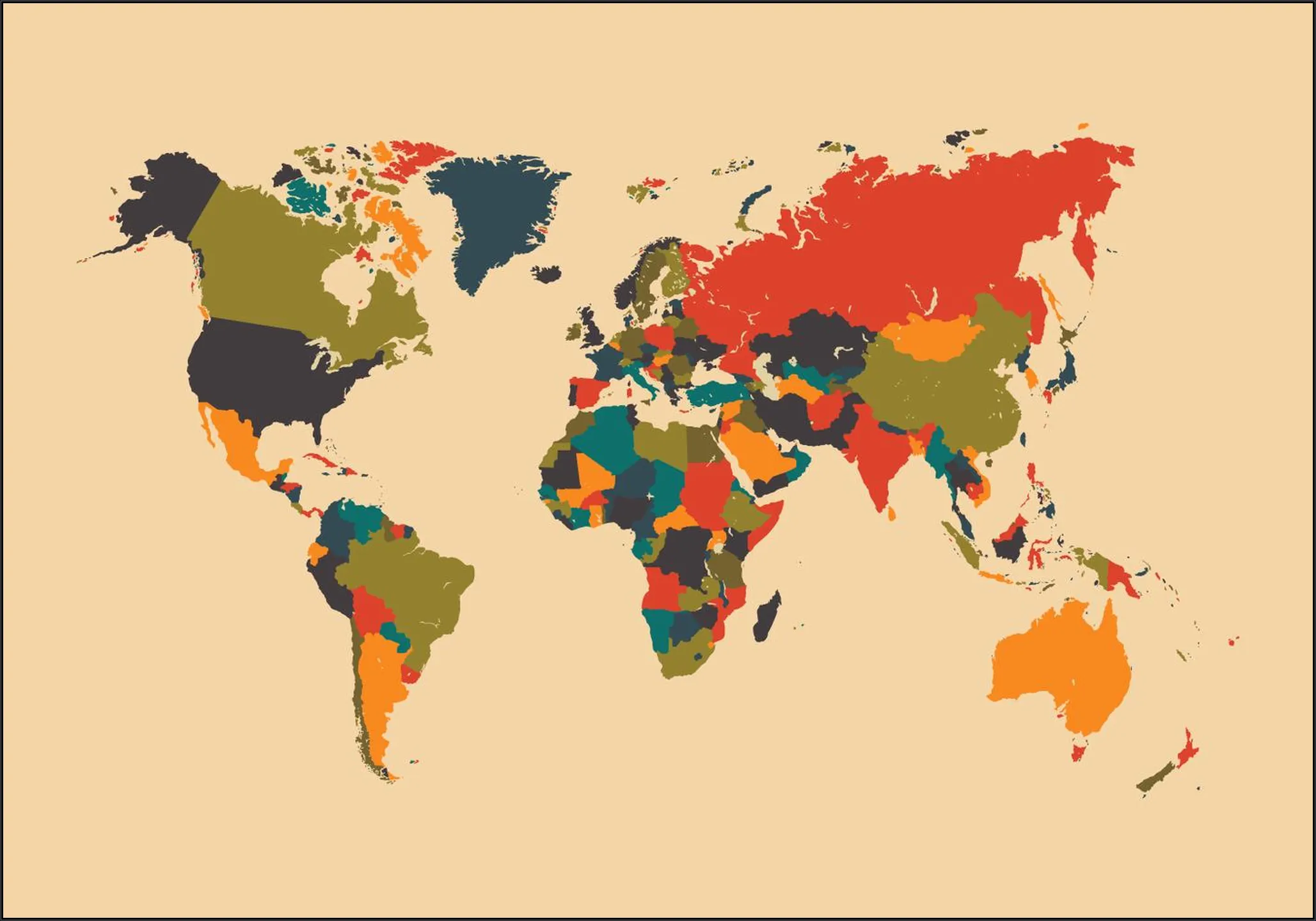 World Map Mosaic Autumn