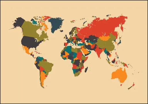 World Map Mosaic Autumn
