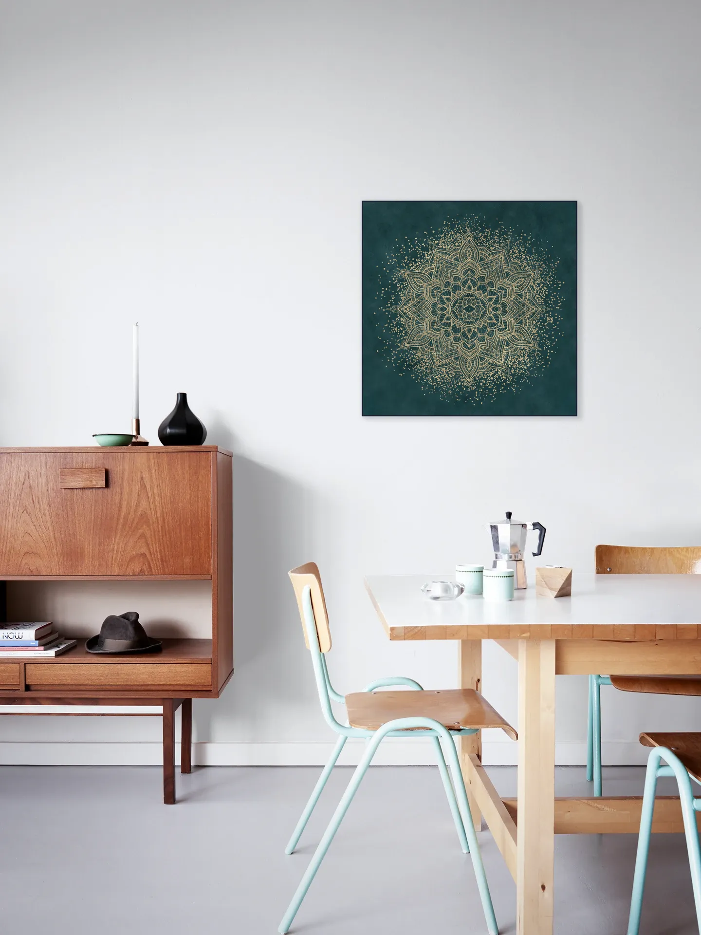 Boho Sparkling Mandala Teal Gold