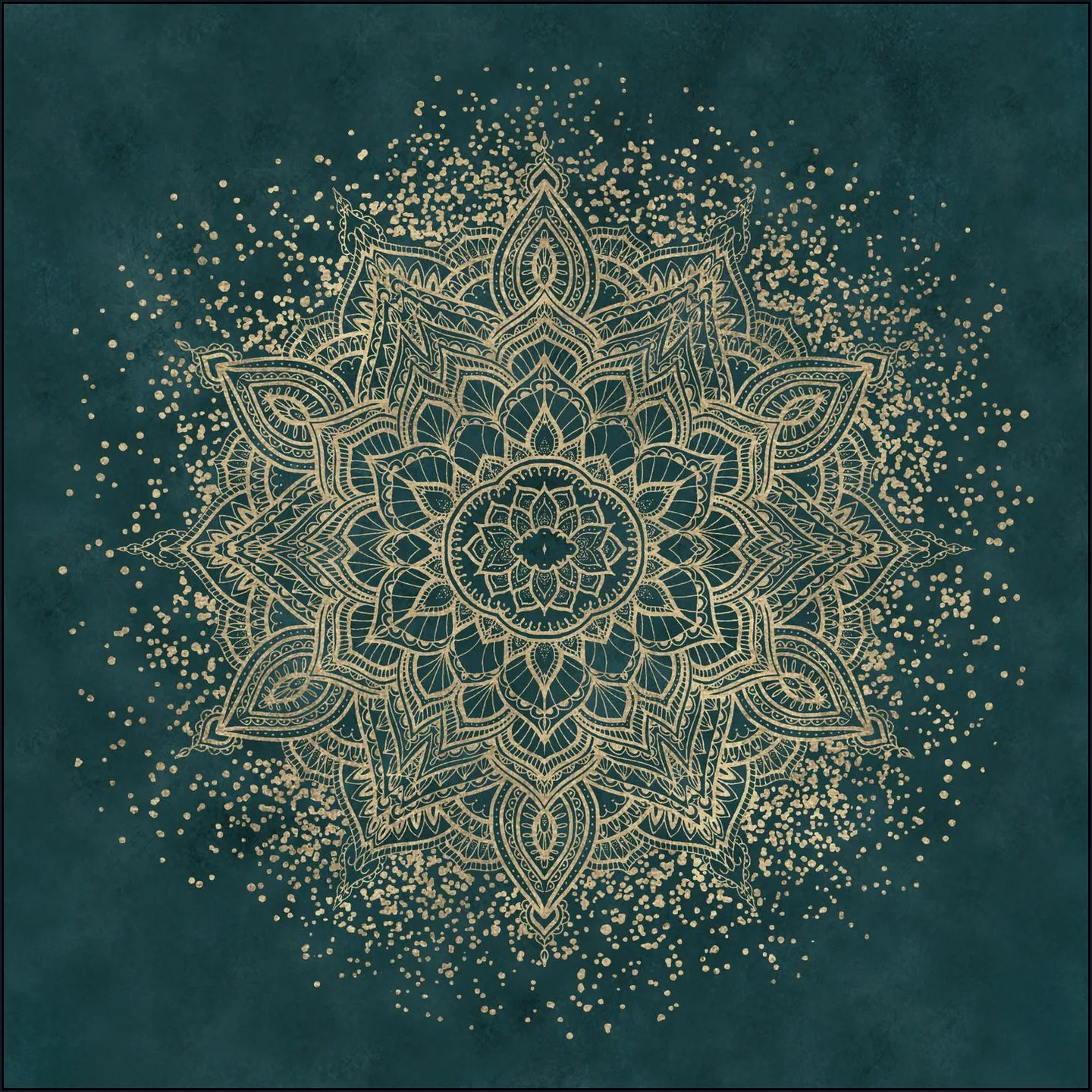 Boho Sparkling Mandala Teal Gold