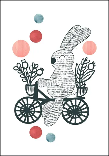 Happy Rabbit on a Bike
