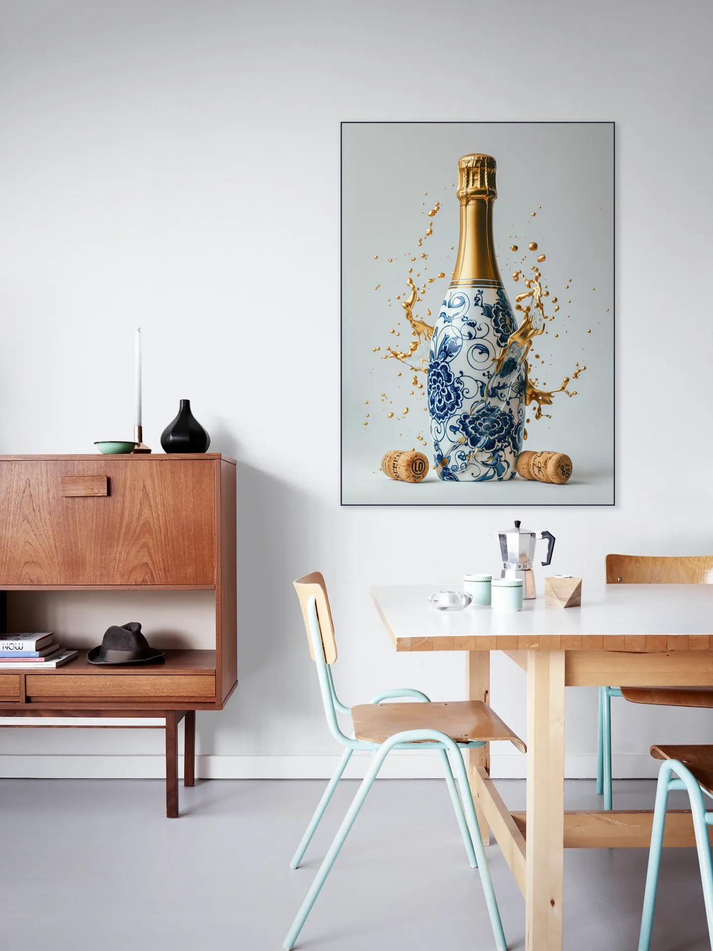 Delft Blue Champagne Bottle