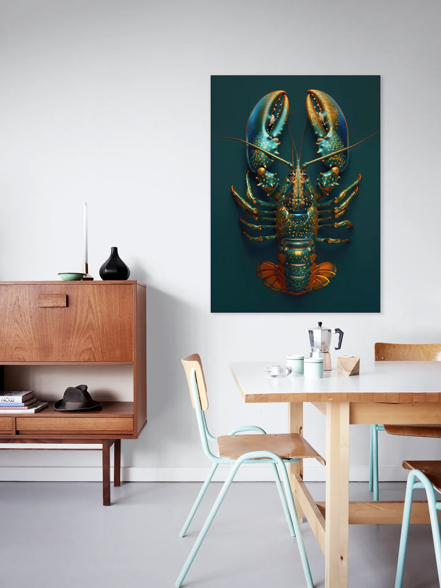 Green Petrol Lobster with Metallic Oil Effect