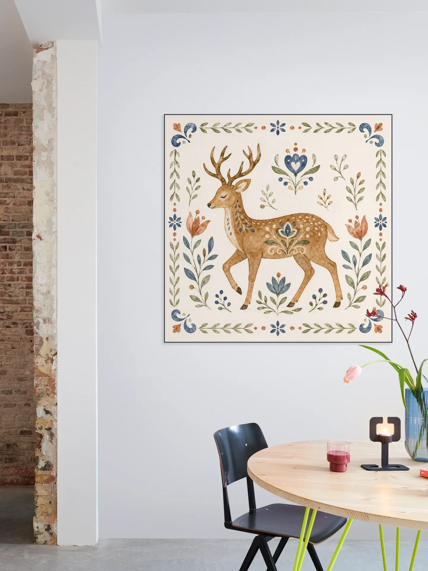 Folk Art - Deer in Watercolor