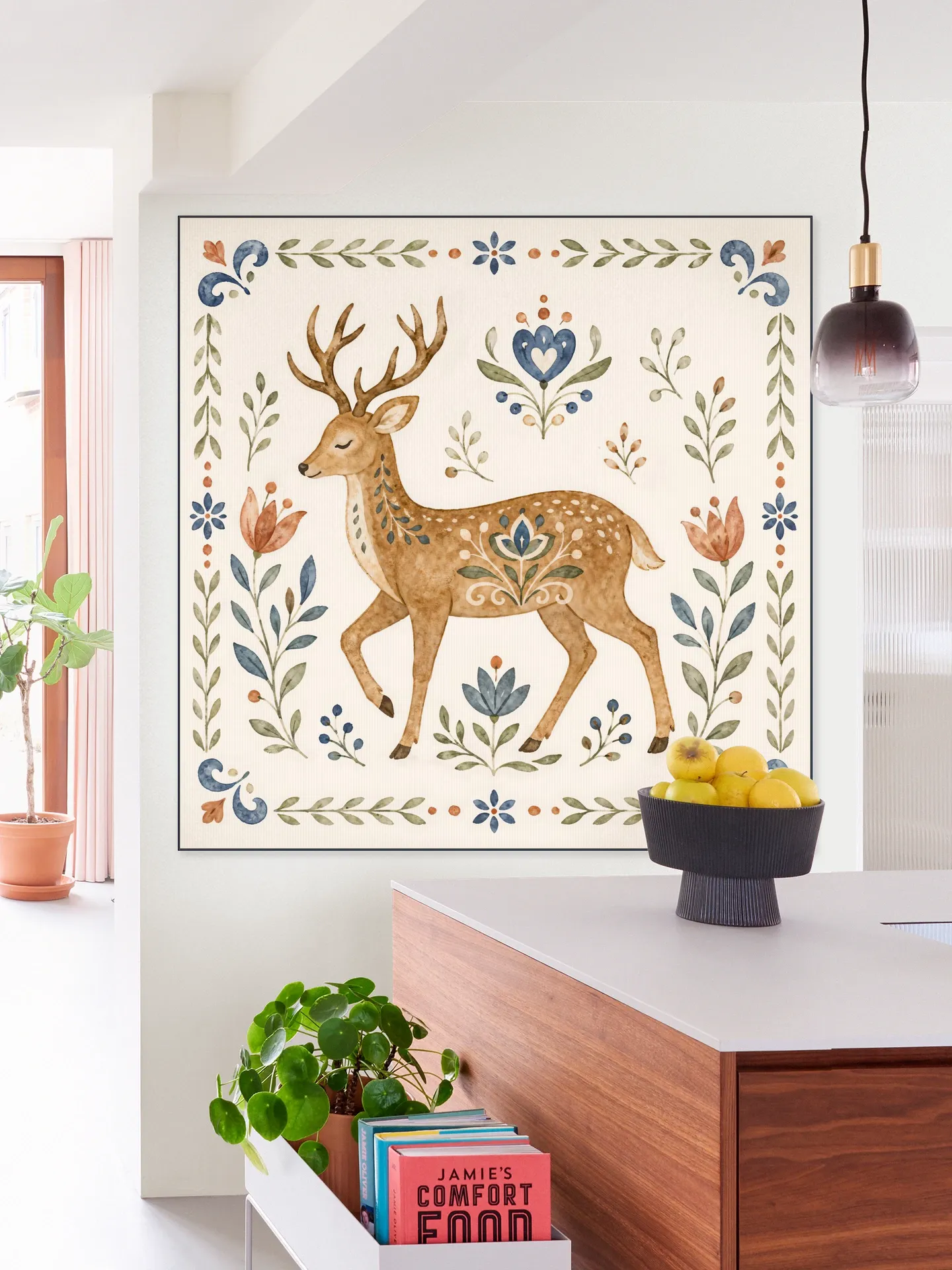Folk Art - Deer in Watercolor