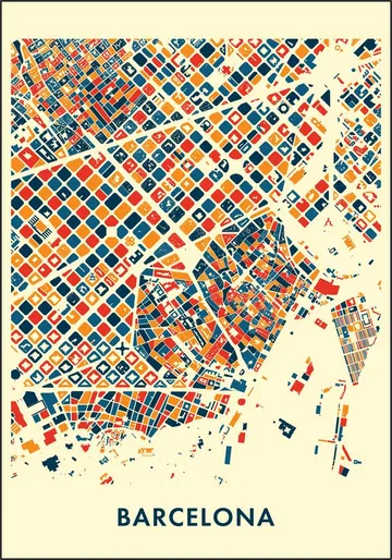 Barcelona Mosaic City Map