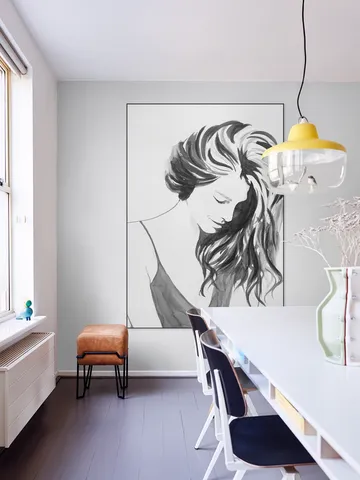 For a while she looks aways