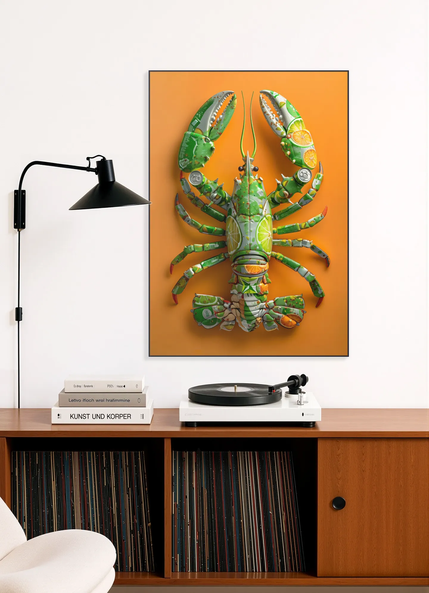 Green Lobster - Recycled Art with Cans