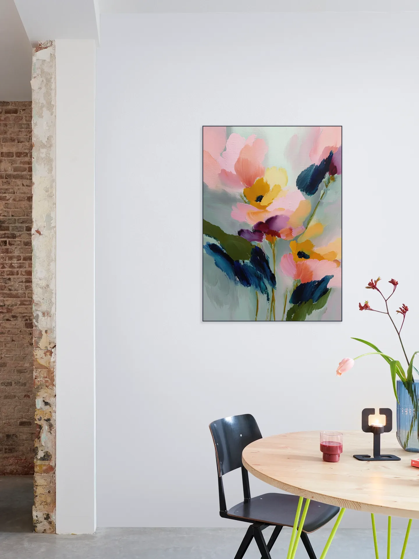 Blush Florals With Midnight Leaves