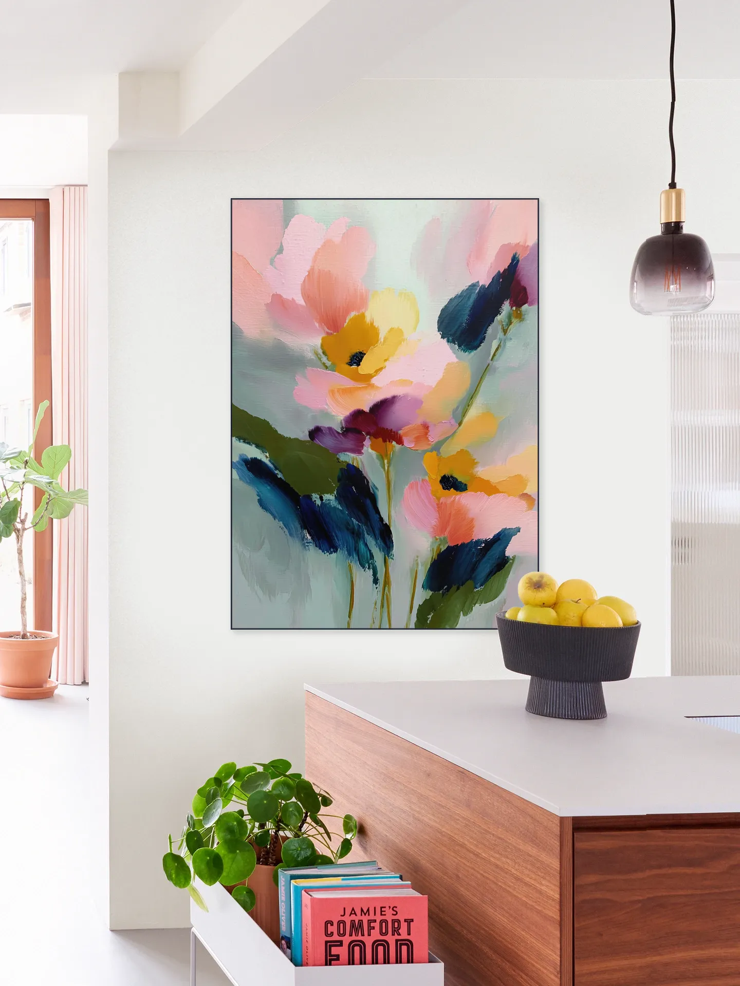 Blush Florals With Midnight Leaves
