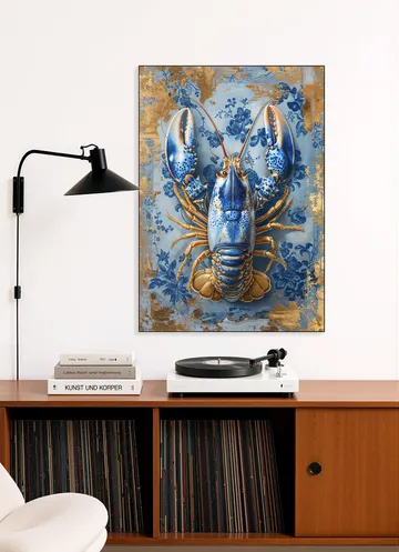 Painting Royal Delft Blue Lobster
