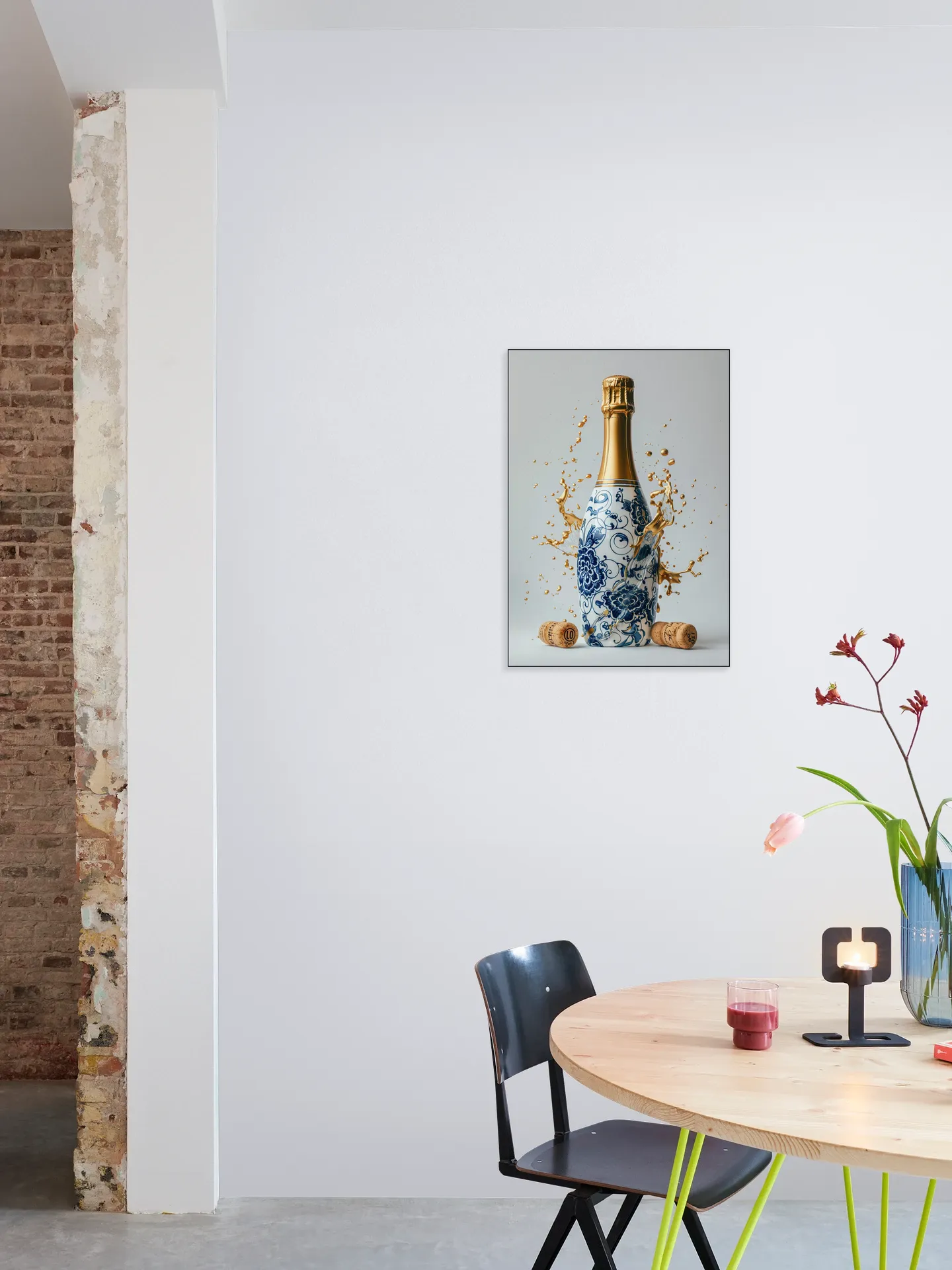 Delft Blue Champagne Bottle