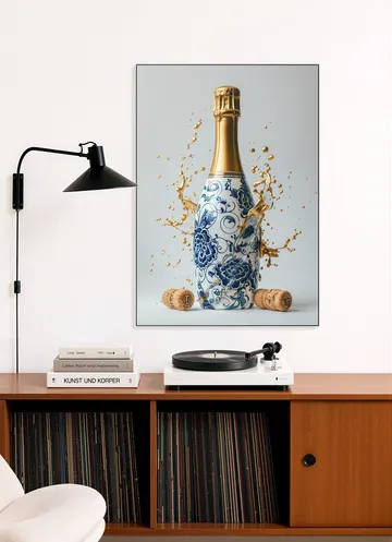 Delft Blue Champagne Bottle