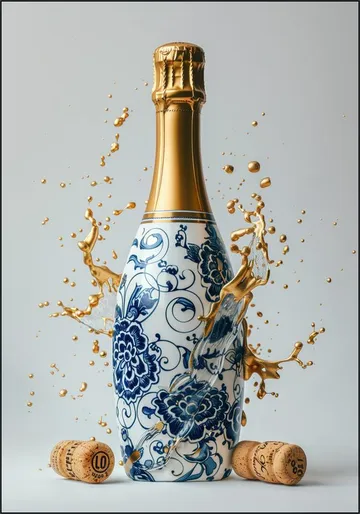 Delft Blue Champagne Bottle