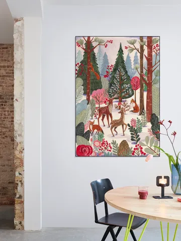 Animals in winter forest