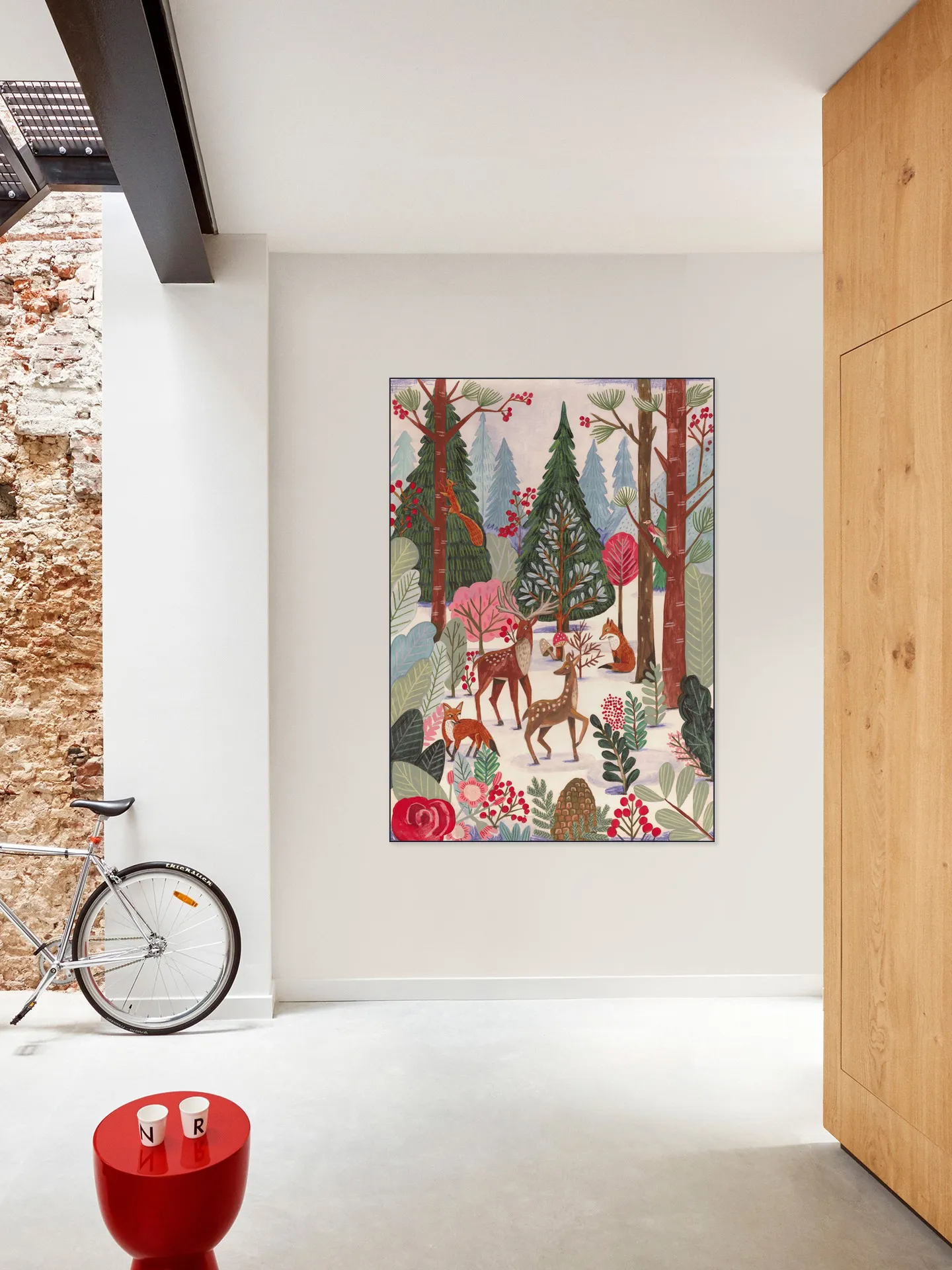 Animals in winter forest