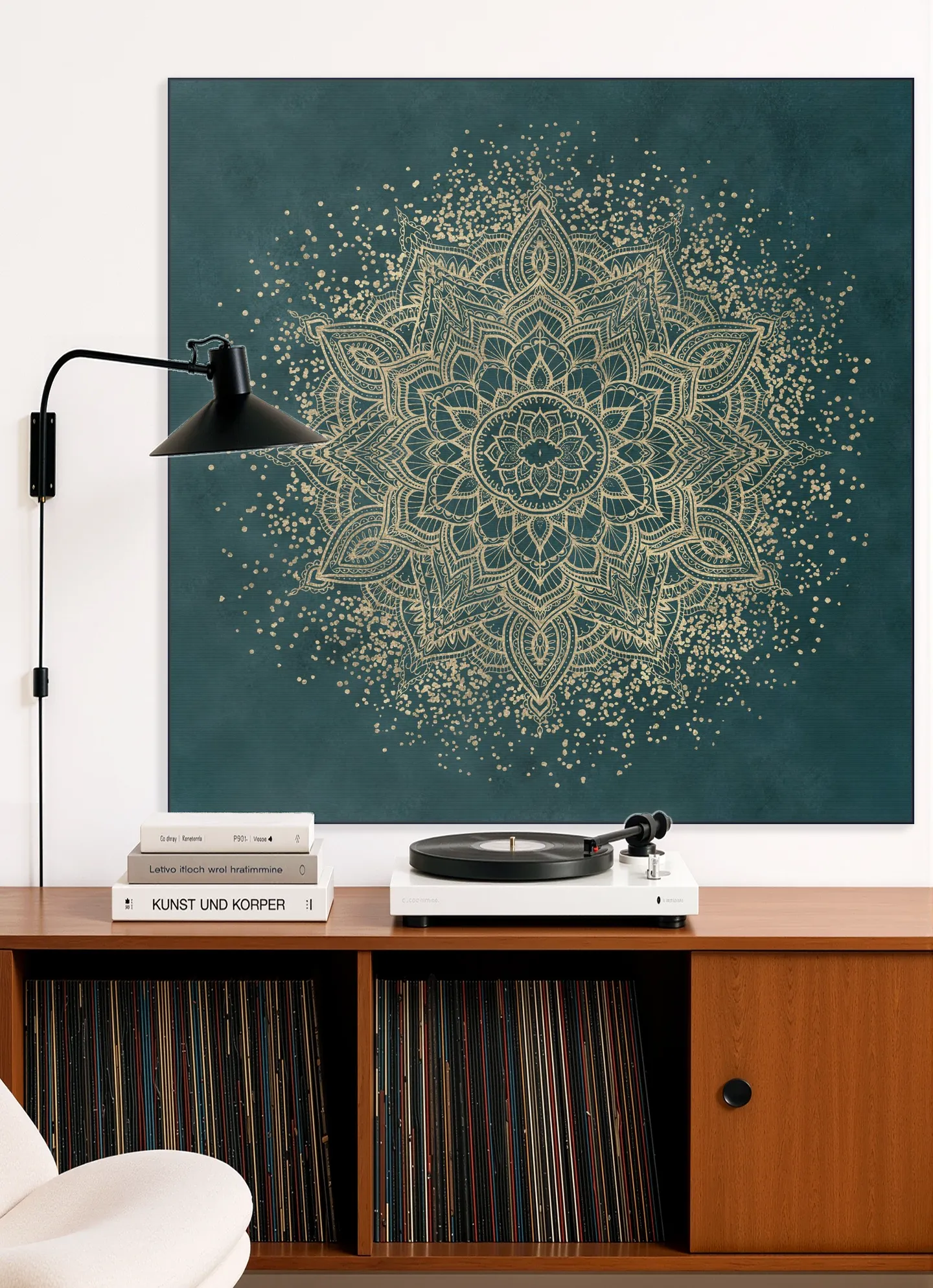 Boho Sparkling Mandala Teal Gold