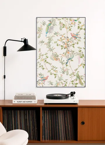 Chinoiserie vintage vines, fruit and birds - ivory