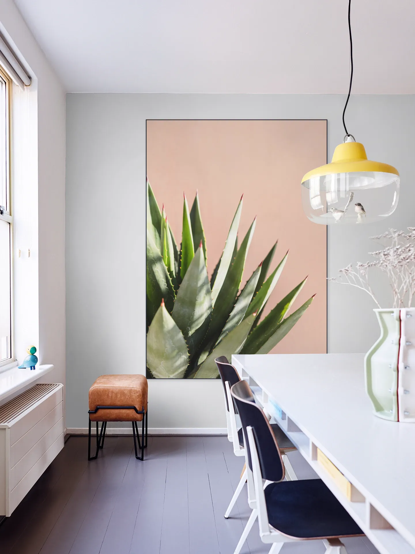 Green Plant Pink Wall