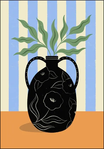 Leaves in Patterned Vase