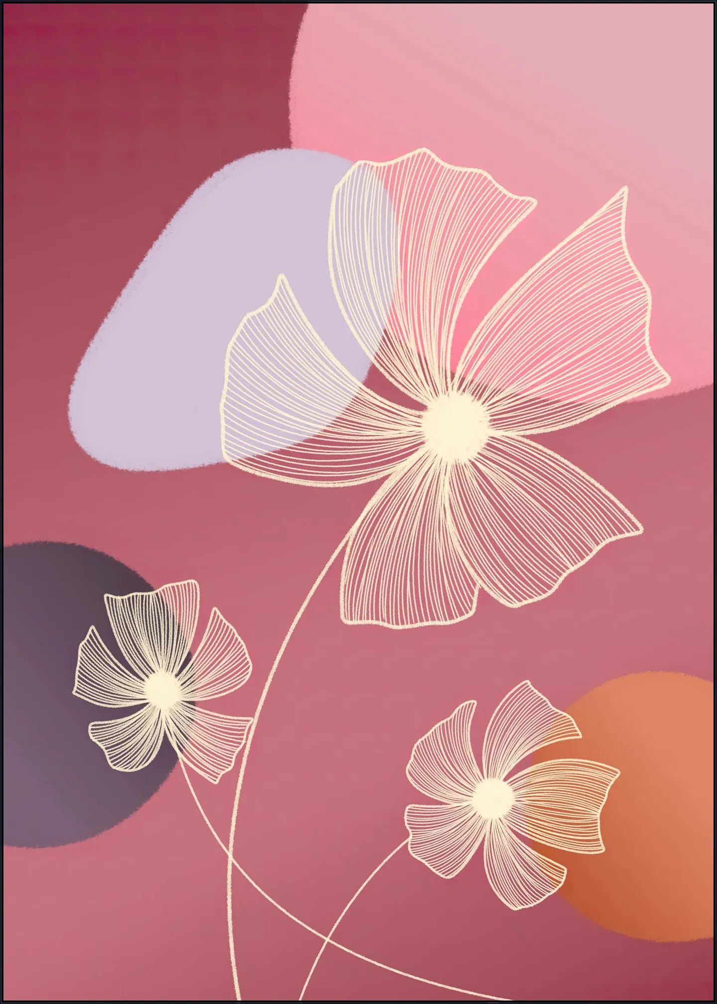 White Line Art Pink